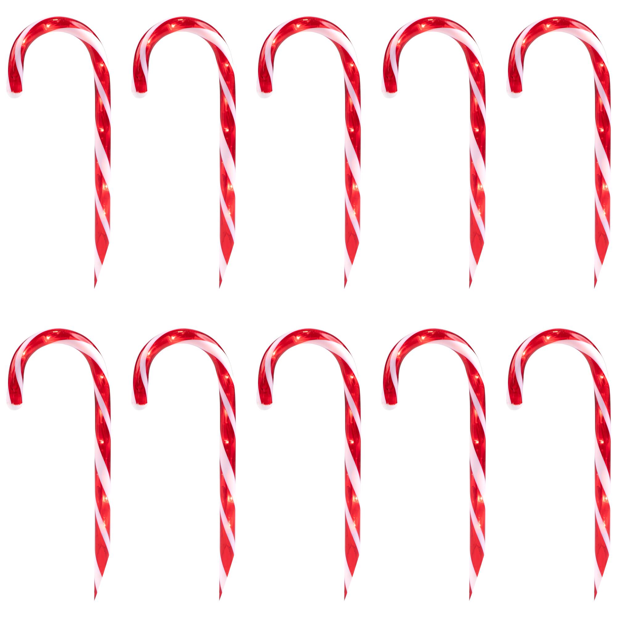 Northlight - Lighted Candy Cane Outdoor Christmas Pathway Markers - 12" - Set of 10 - Red