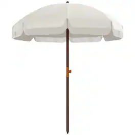 Outsunny - 6.2' Portable Beach Umbrella, UV 40+ Ruffled Outdoor Umbrella with Vented Canopy, Carry Bag - Light Gray