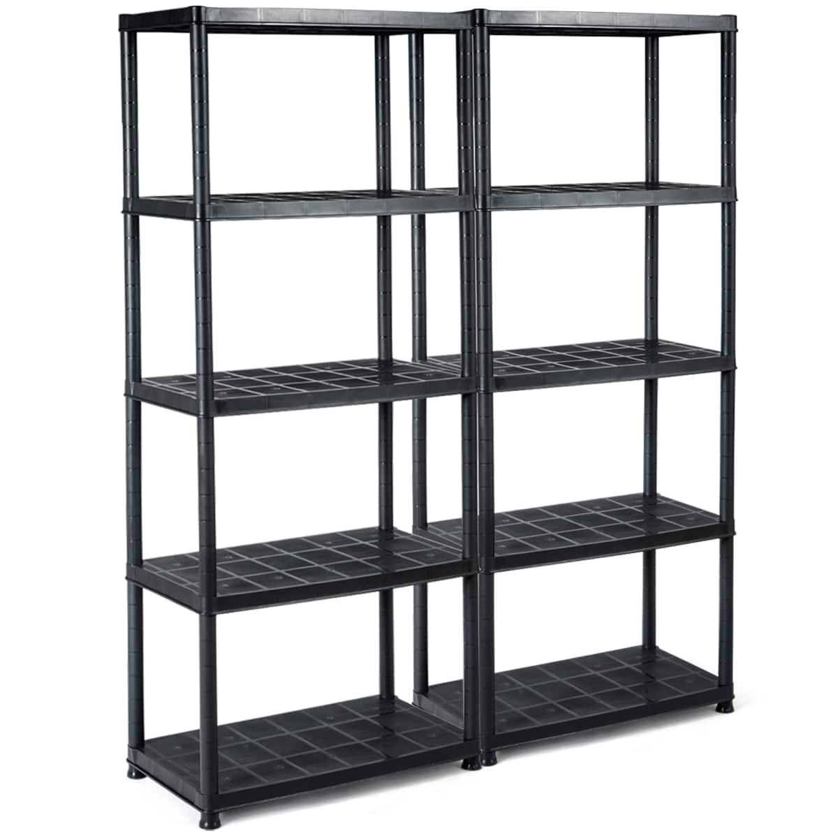 Costway - 2 PCS 5-Tier 19lbs Ventilated Shelving Rack Free Standing Multi-Use Shelf Unit - Black