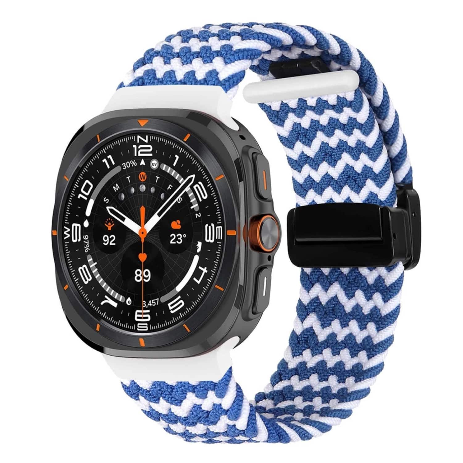 Stock Preferred - Braided Nylon Band for Samsung Galaxy Watch Ultra 2025 - Blue White