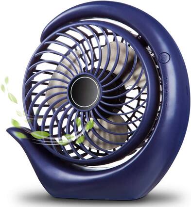 Front. FINEAK - 6.2 Inch 3-Speed Portable Rechargeable Desk Fan, 8-24H Runtime Strong Wind (Blue).