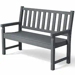 Outsunny - Garden Bench, HDPE Outdoor Bench with 530 lbs Capacity, Curved Seat for Backyard, Park, Porch - Gray