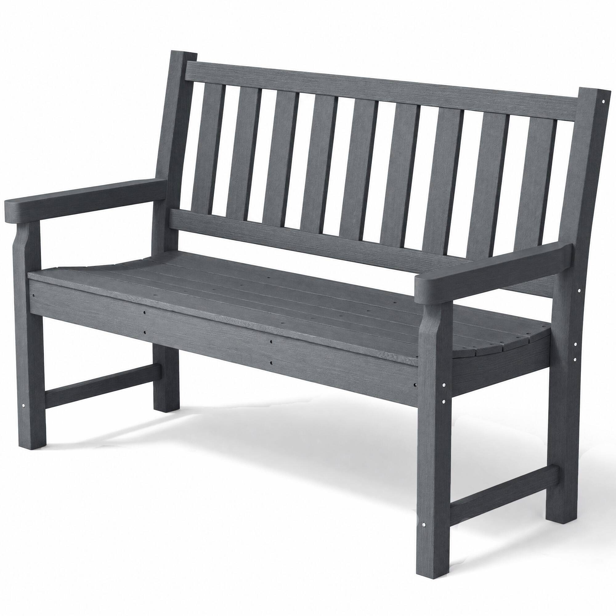 Outsunny - Garden Bench, HDPE Outdoor Bench with 530 lbs Capacity, Curved Seat for Backyard, Park, Porch - Gray