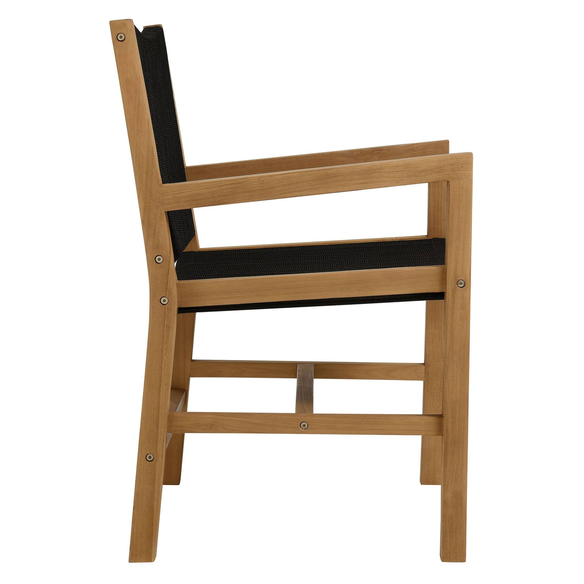 Alt View 5. Modway - Vienna 3-Piece Outdoor Patio Teak and Rope Armchairs with Folding Side Table by Modway - Natural Black.