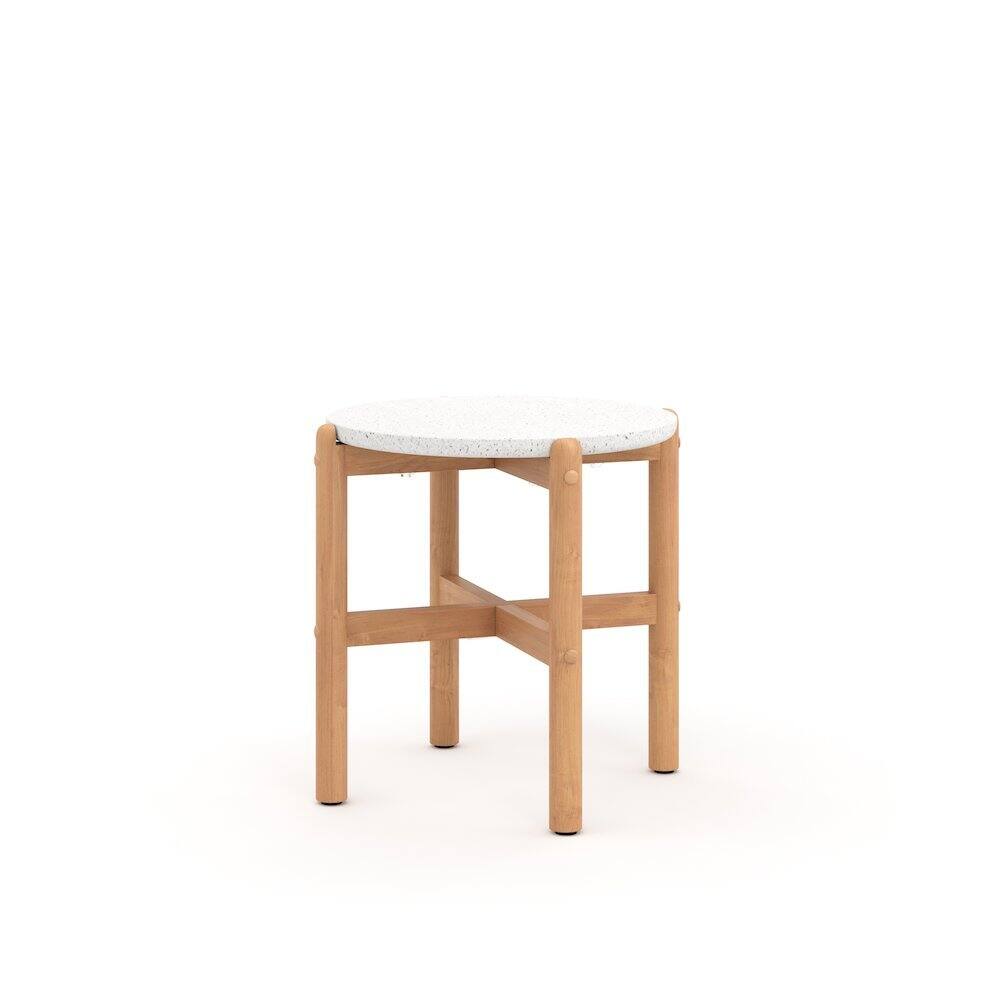 Angle. Outdoor Escape - Outdoor Side Table, Small Patio Table for Outside or Porch Use - Natural.