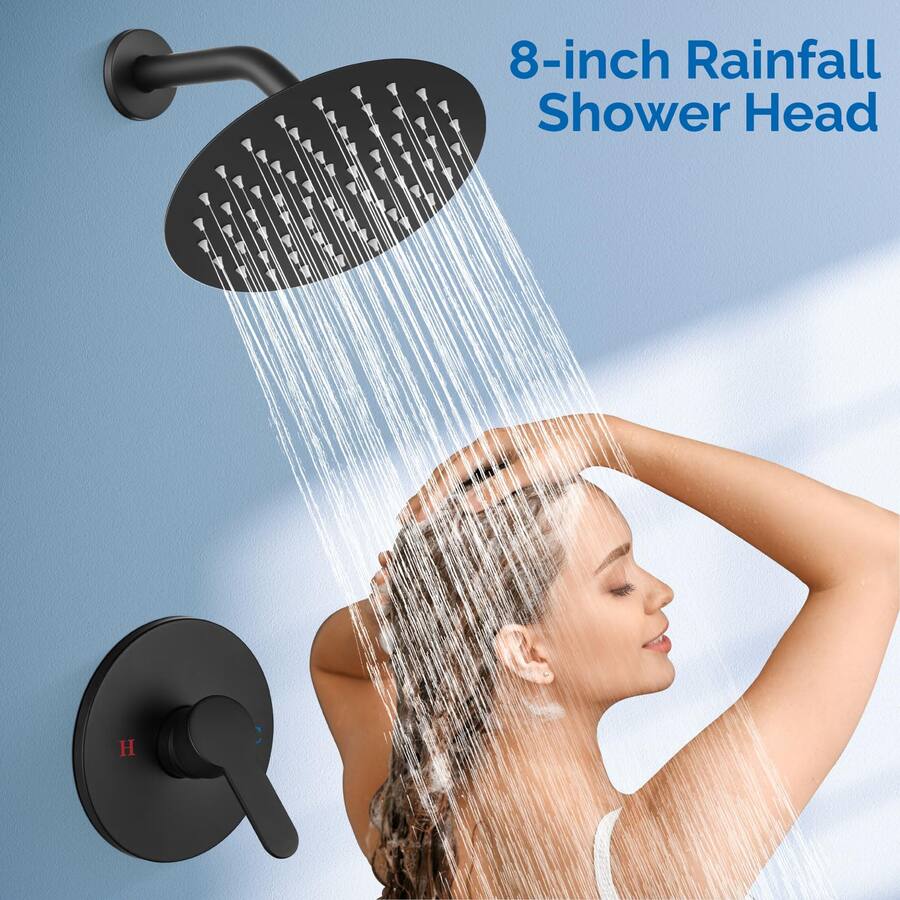 Brushed Nickel Shower Faucet System Set 8 Rainfall Head Mixing Valve Wall Mount Brushed Nickel Shower Faucet System Set 8 Rainfall Head Mixing Valve Wall Mount