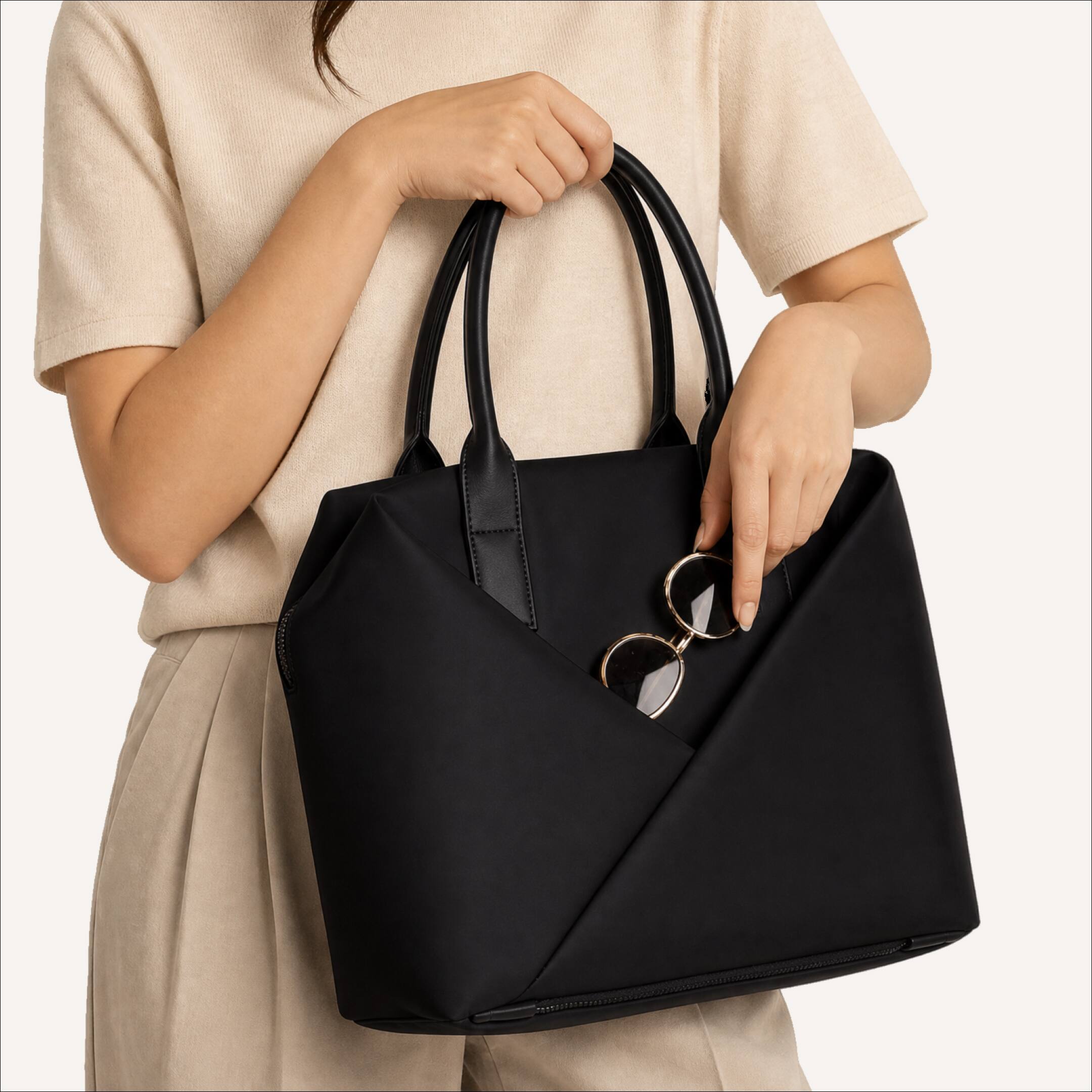 Alt View 1. Lux & Nyx - Lux & Nyx Large Origami Tote 15" Laptop Work Bag - Black - Black.