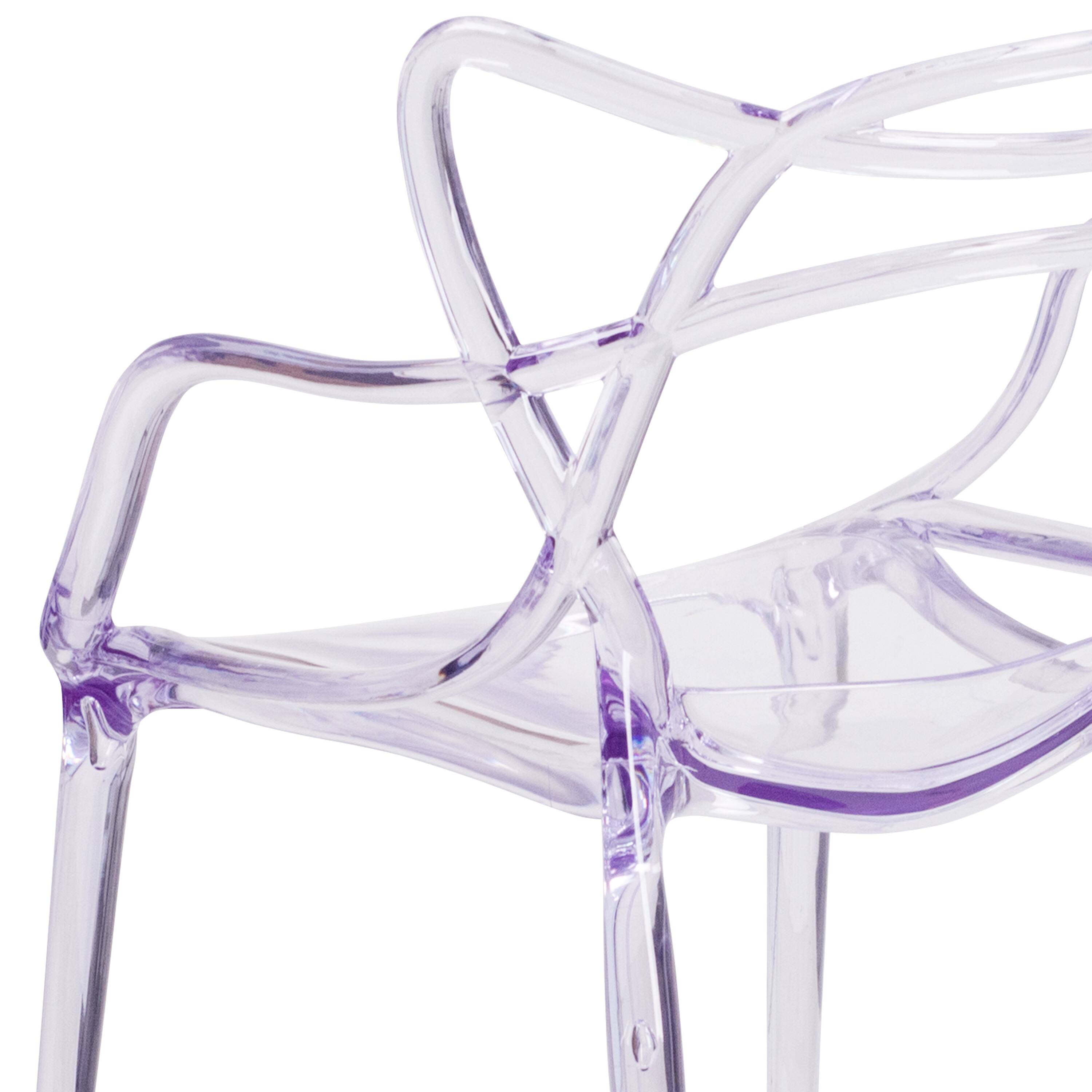 Alt View 8. Emma + Oliver - 4 Pack Transparent Stacking Side Chair - Clear.