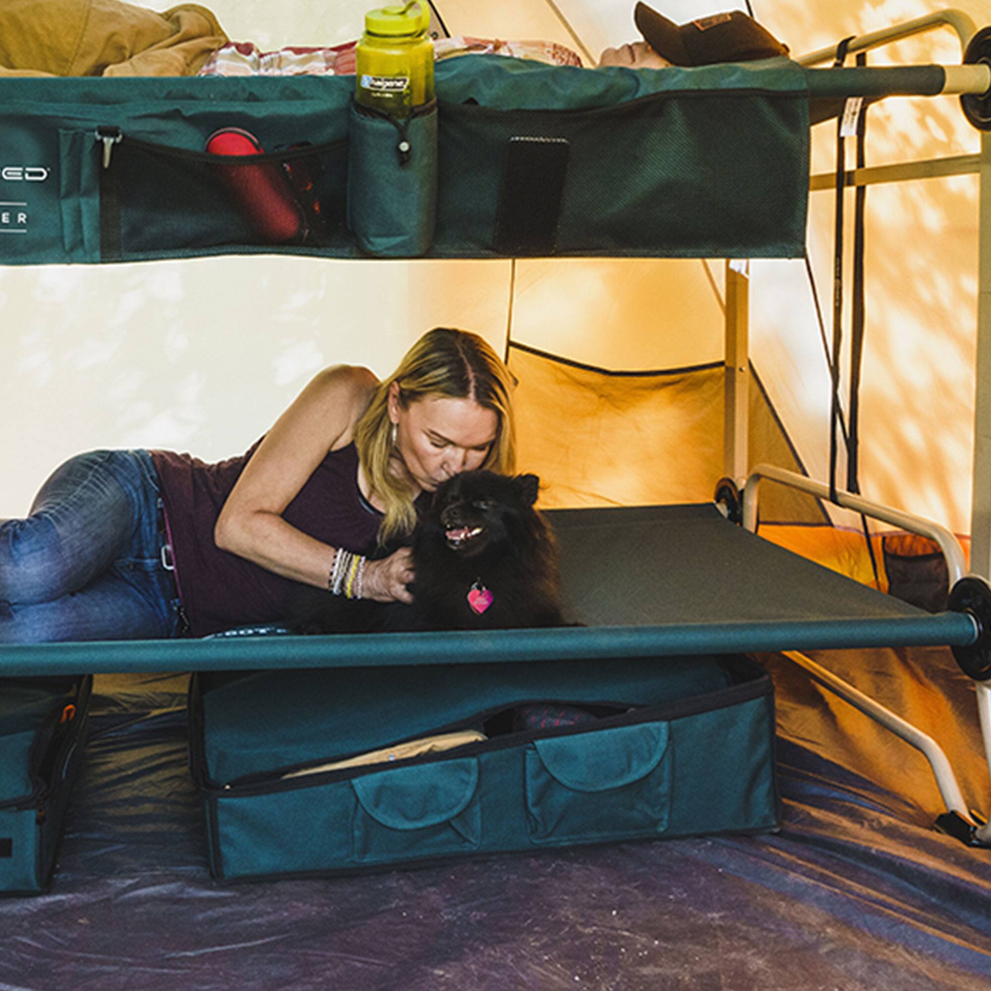 Alt View 7. Disc-O-Bed - Disc-O-Bed Footlocker, Expandable Under Cot Storage for Camping Gear, Green - Green.