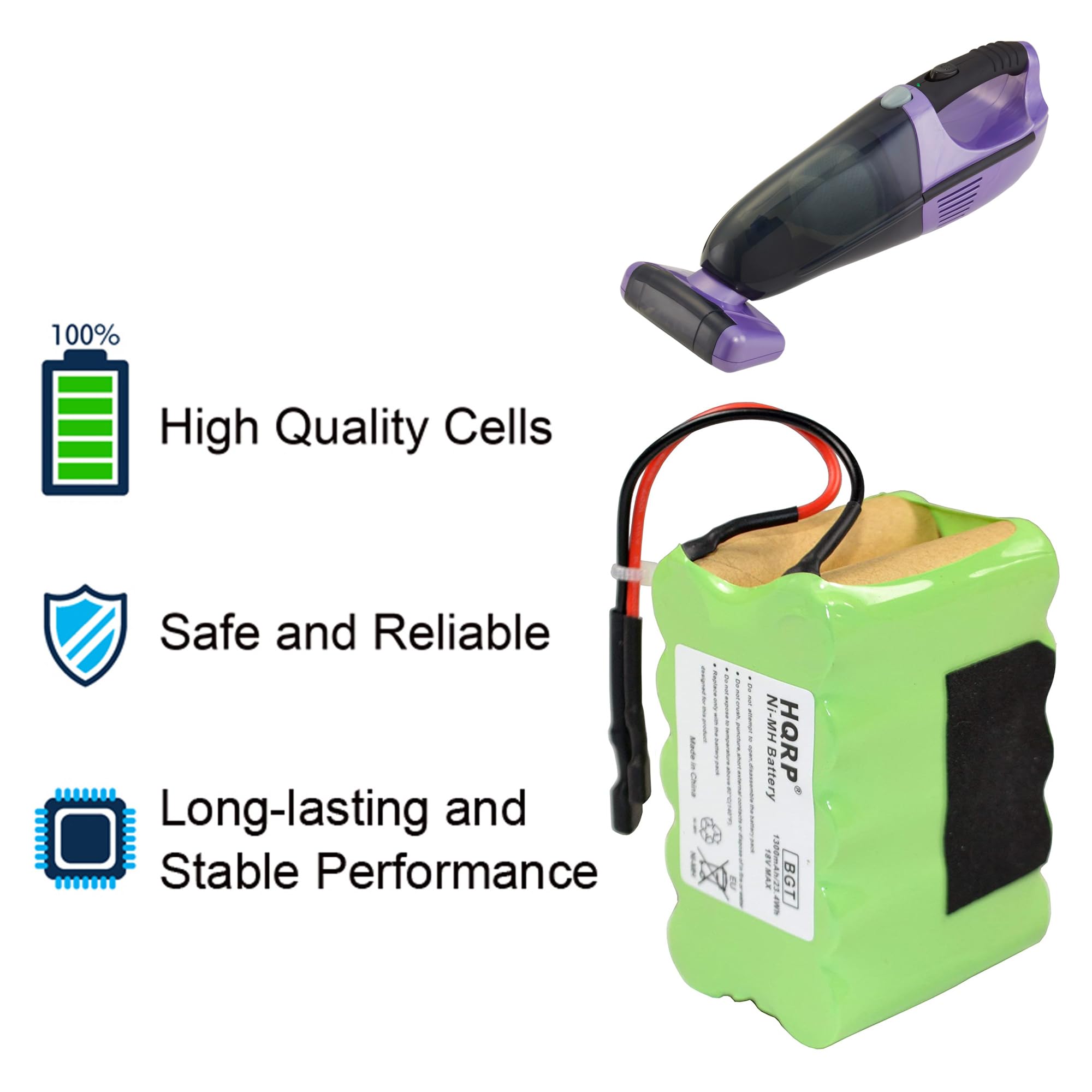 100% High Quality Cells Safe and Reliable Long-lasting and Stable Performance  
5 I | NI-MH HQRP Battery a I MFTENVWO LBGT I