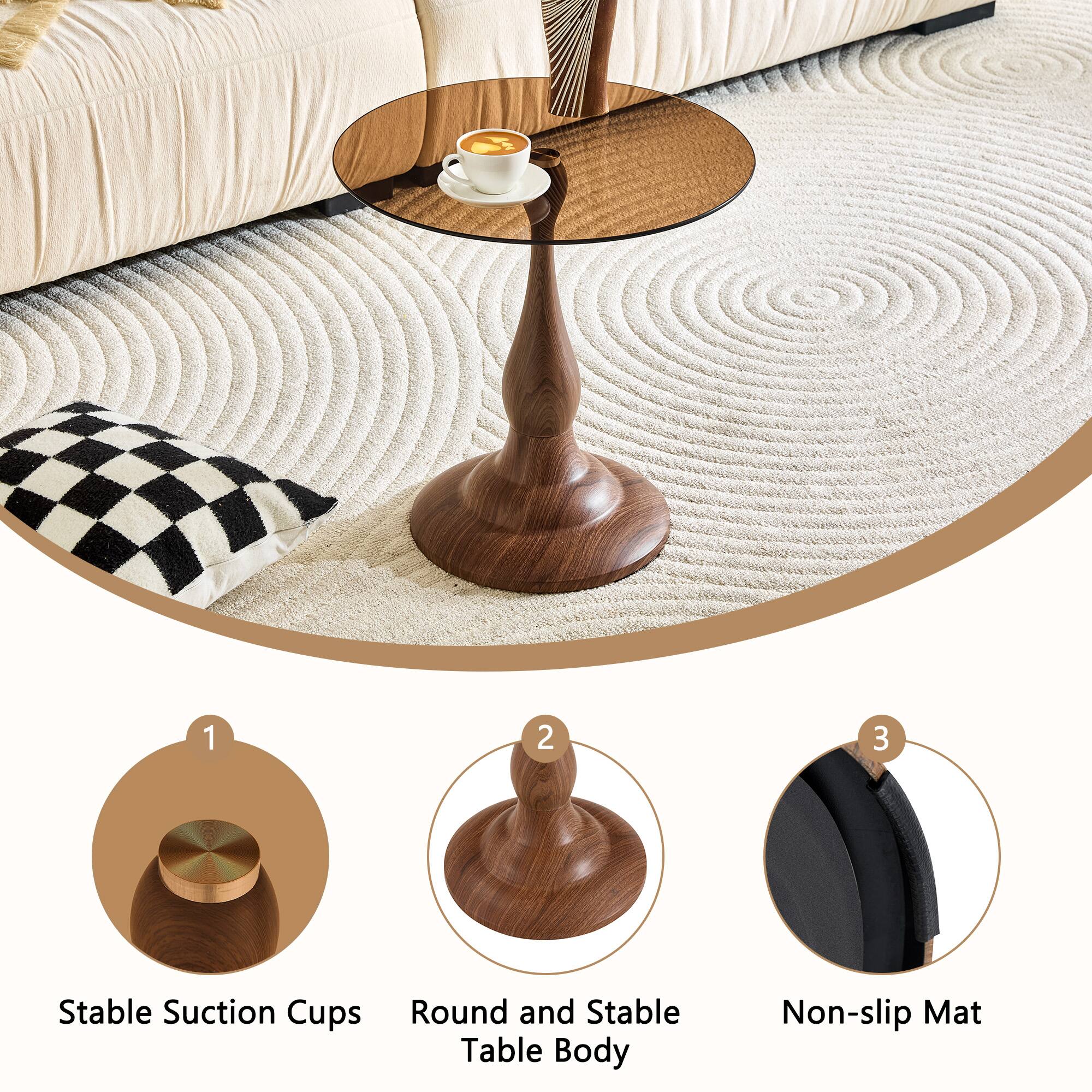 1. Stable Suction Cups
2. Round and Stable Table Body
3. Non-slip Mat