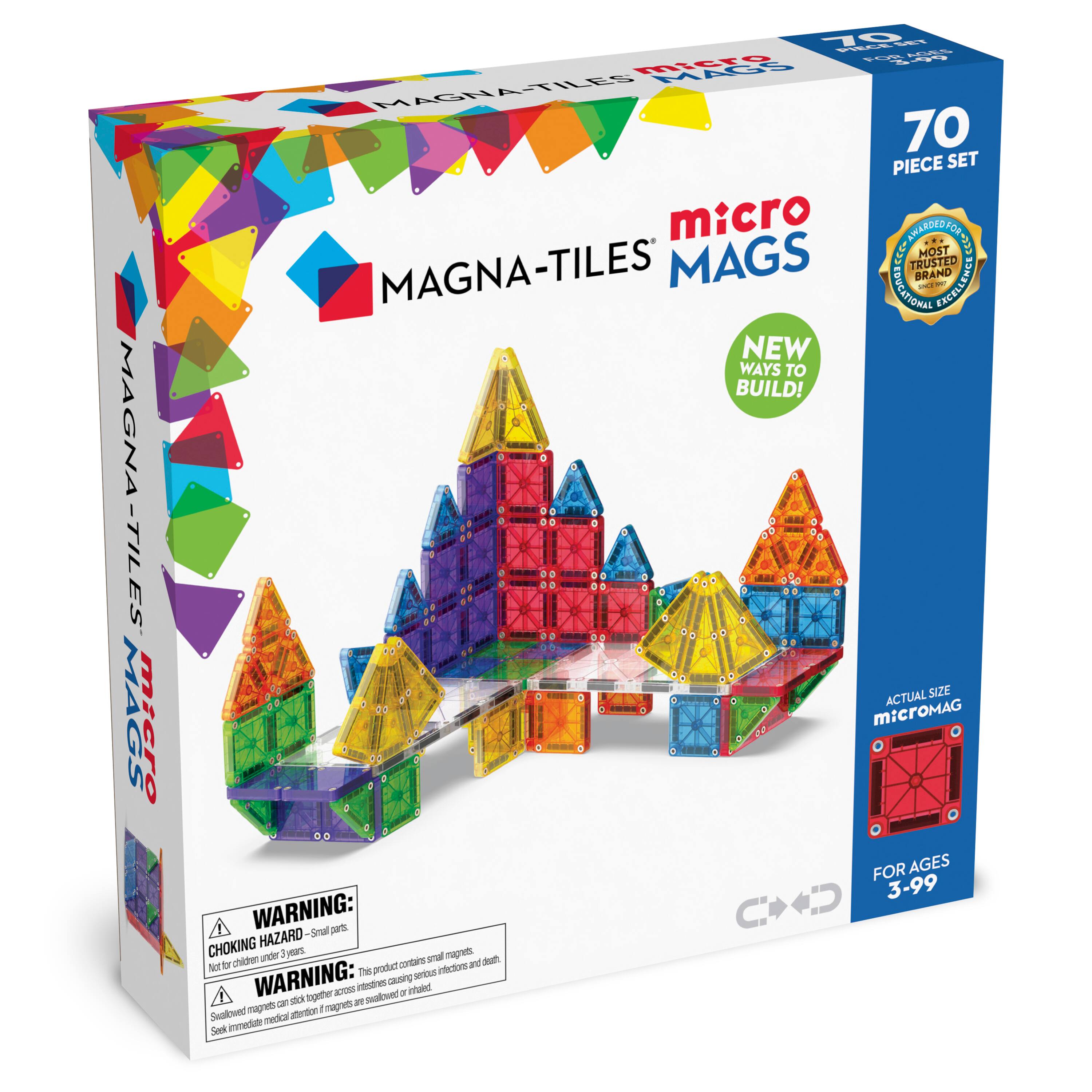 microMAGS 70-Piece Deluxe Magnetic Construction Set, THE ORIGINAL MAGNA-TILES