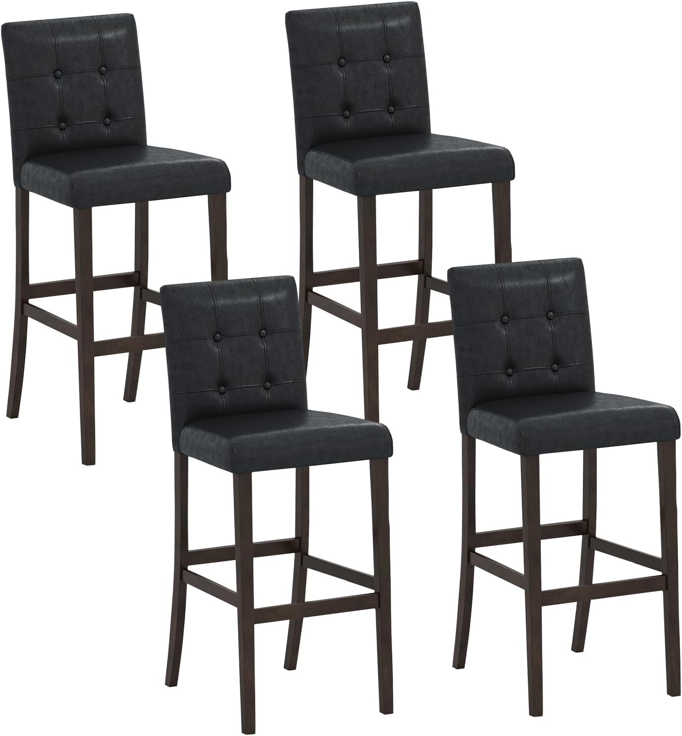 Gymax - Set of 4 Bar Stools 29 '' Counter Height Barstool Pub Chair Rubber Wood - Black price history on PriceWatchPro