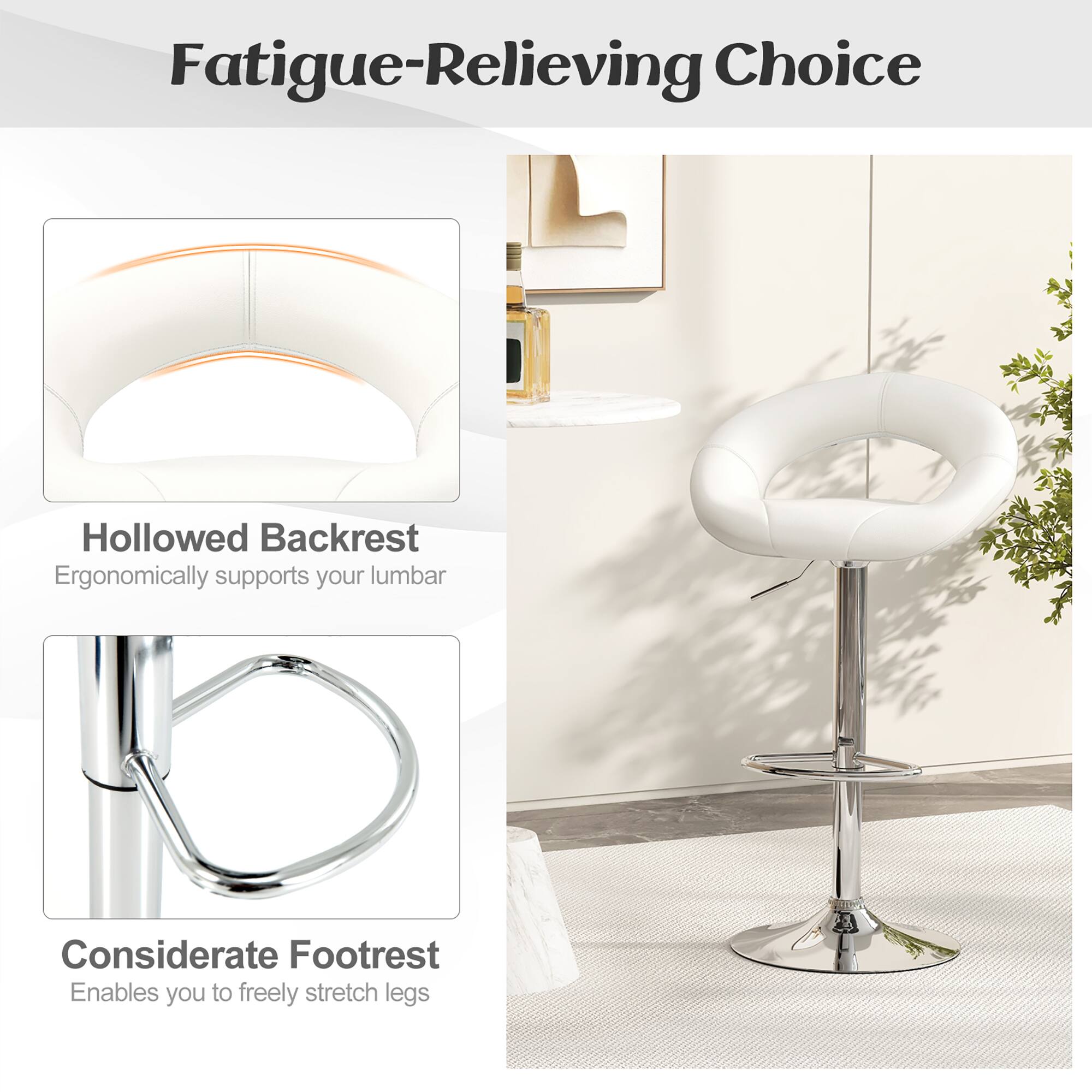 Fatigue-Relieving Choice

Hollowed Backrest
Ergonomically supports your lumbar

Considerate Footrest
Enables you to freely stretch legs