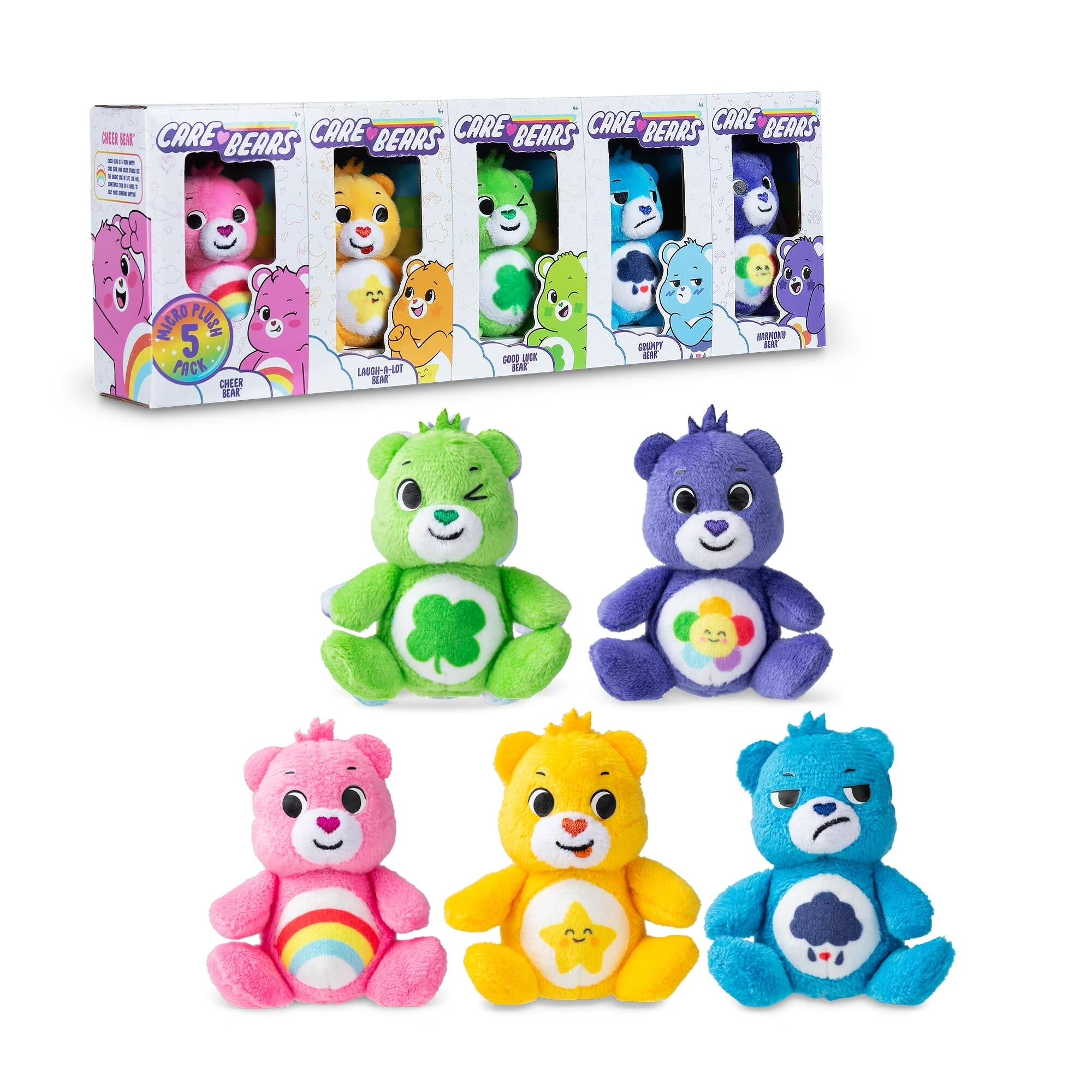 CARE BEARS  
CARE BEARS  
CARE BEARS  
CARE BEARS  
CARE BEARS  

5 PLUSH PACK  
CHEER BEAR  
LAVENDER LOTUS BEAR  
GOOD LUCK BEAR  
GRUMPY BEAR  
HARMONY BEAR  

GREEN BANK  
MADE IN CHINA  

MADE IN CHINA