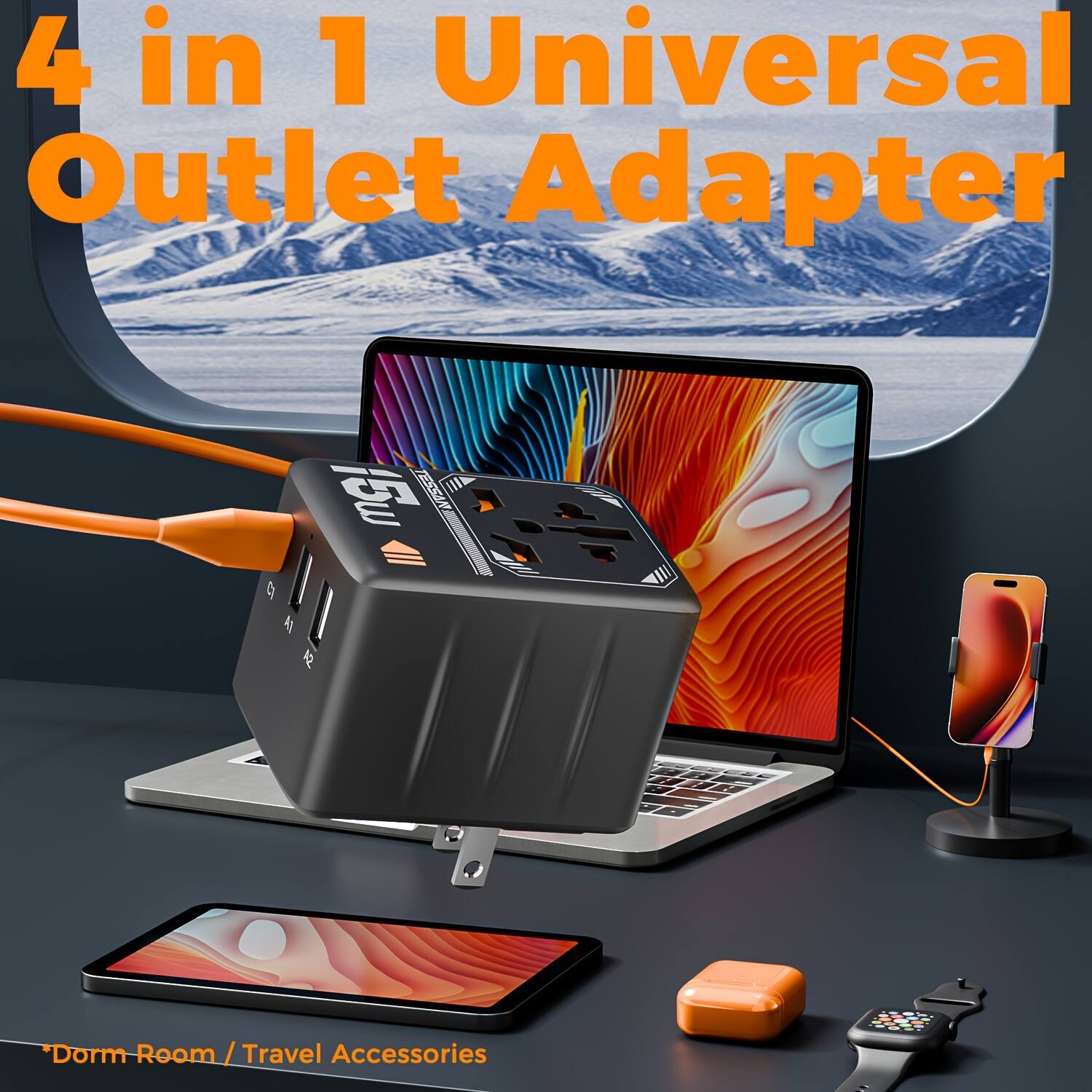 4 in 1 Universal Outlet Adapter 15w TESSAN

*Dorm Room / Travel Accessories