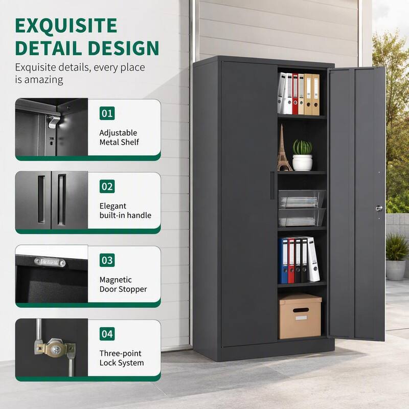 EXQUISITE DETAIL DESIGN  
Exquisite details, every place is amazing

01  
Adjustable Metal Shelf

02  
Elegant built-in handle

03  
Magnetic Door Stopper

04  
Three-point Lock System