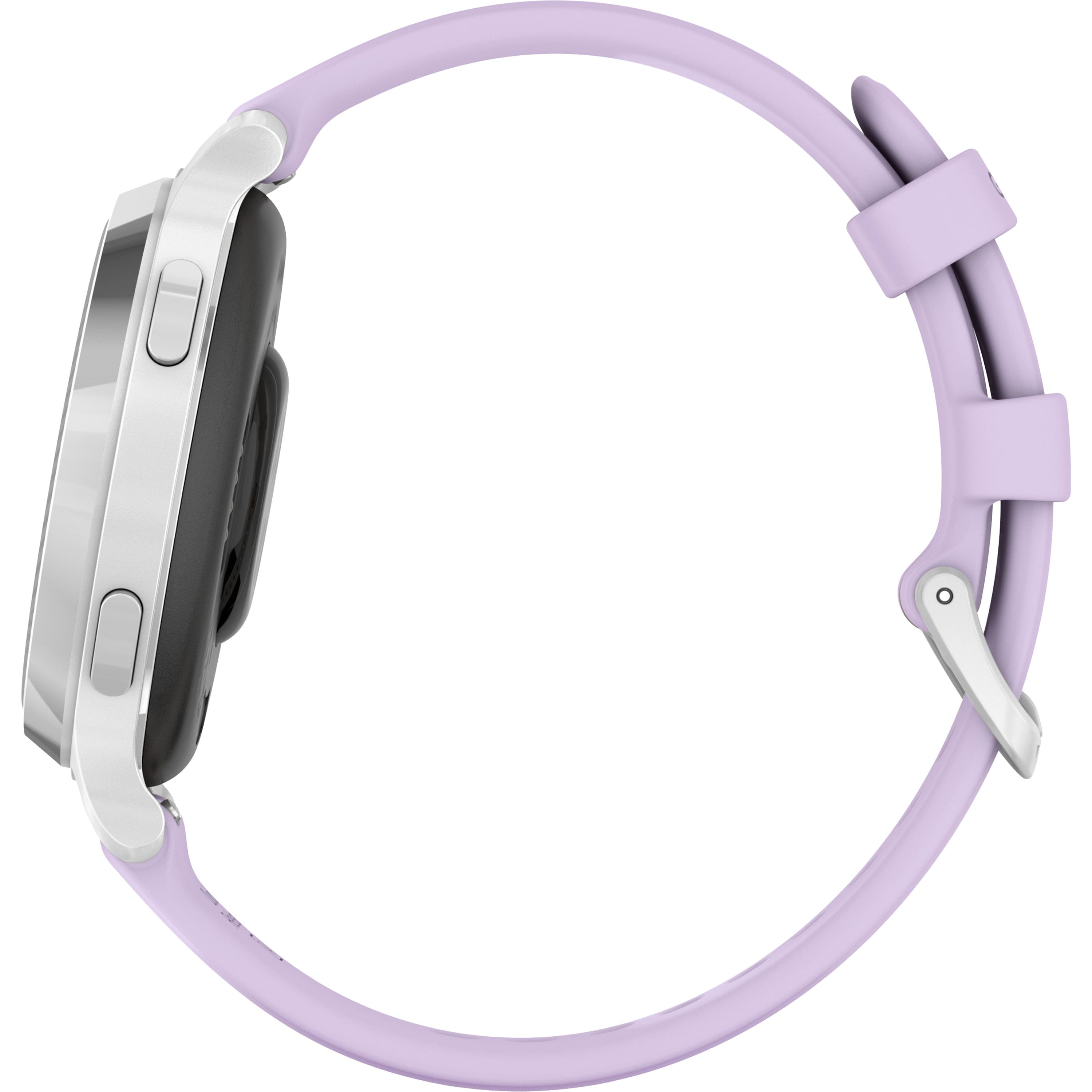 Alt View 2. Garmin - Lily 2 Active GPS Smartwatch 33 mm Anodized Aluminum - Silver with Purple Jasmine Silicone Band.