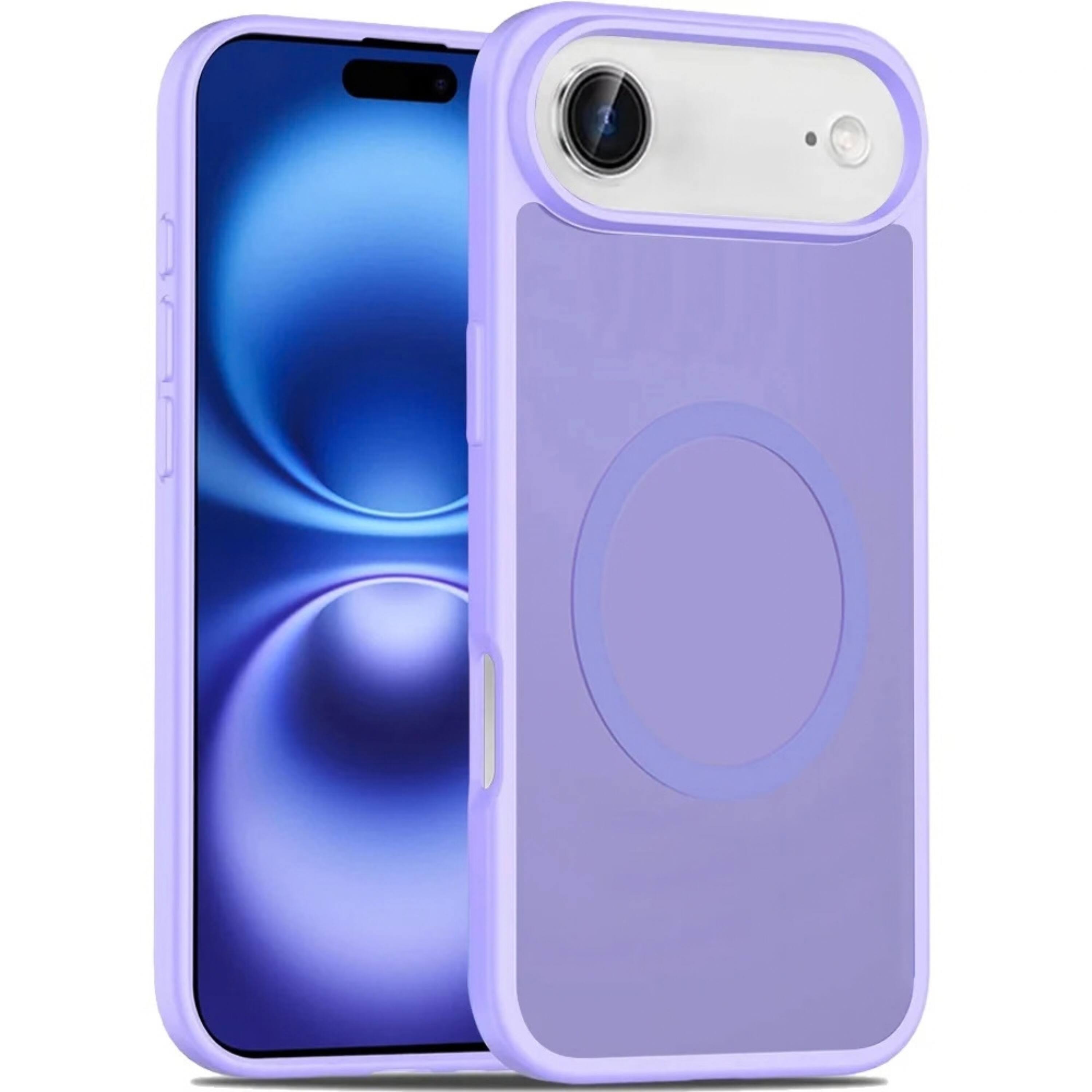 Angle. Kitcheniva - Soft Touch Frosted Shockproof Phone Case With Tempered Glass For iPhone Air Light Purple - Light Purple.