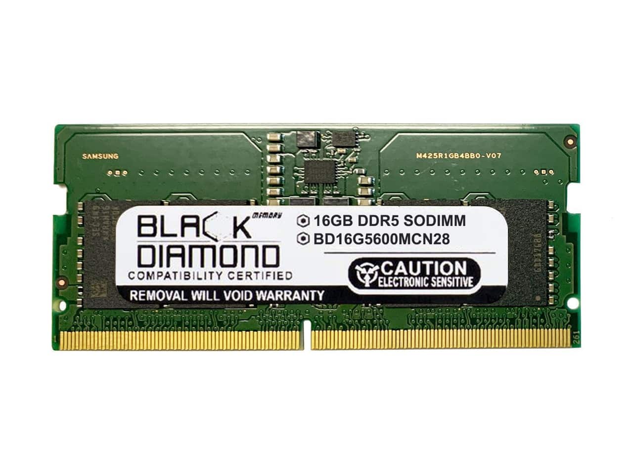 Black Diamond - memory 16gb (2rx8) ddr5 5600 262-pin sodimm memory bd16g5600mcn28