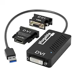 Plugable - USB 3.0 to DVI/VGA/HDMI Video Graphics Adapter for Multiple Monitors up to 2048x1152 - TAA Compliant - Black