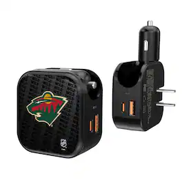 Keyscaper - Minnesota Wild Team Logo Dual Port USB Car & Home Charger - Multicolor