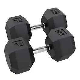 Power Systems - 80 lb Rubber Hex Dumbbells, Pair of Dumbbells w/Ergonomic Grip & Hexagonal Dead Design - Black