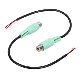 Unique Bargains - 2pcs 8" RCA Female Plug to Bare Wire Adapter for Audio Video Amplifier Speaker Wire - Green