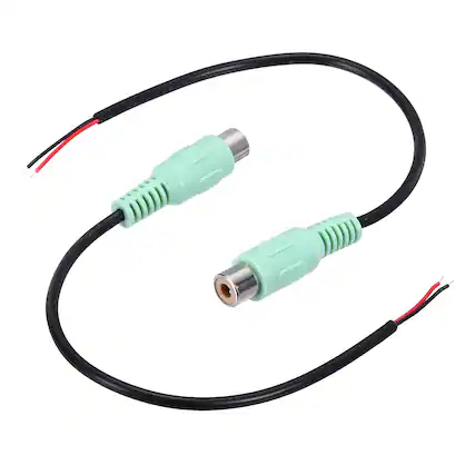 Front. Unique Bargains - 2pcs 8" Green RCA Female Plug to Bare Wire Adapter for Audio Video Amplifier Speaker Wire - Green.