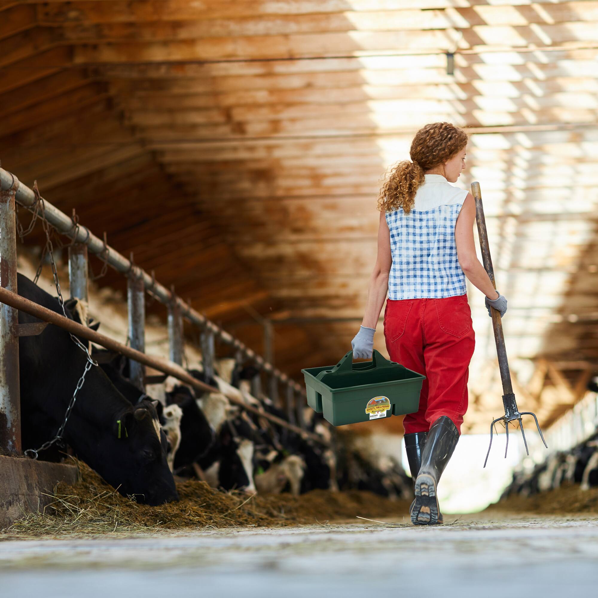 Alt View 2. Little Giant - Little Giant DuraTote Plastic Box Organizer w/2 Compartment & Grip Handle, Green - Green.