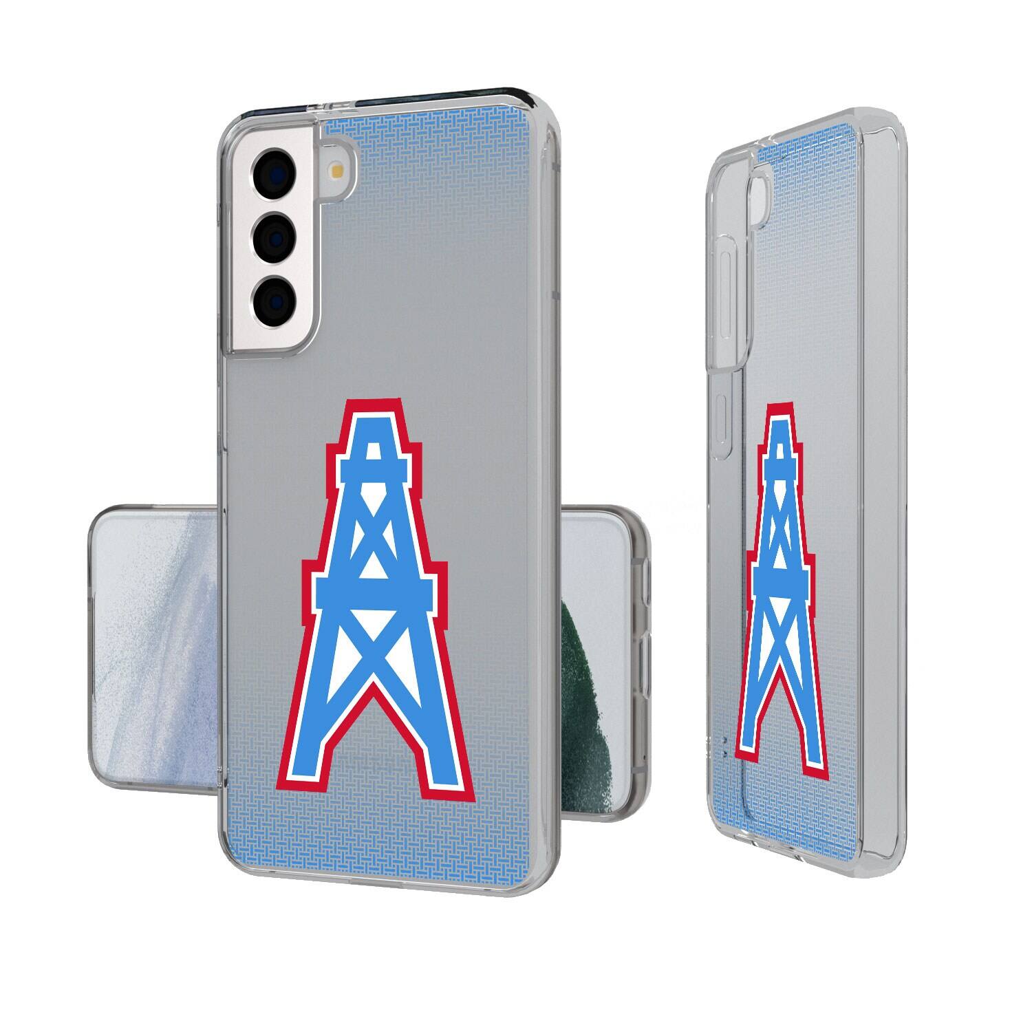 Front. Keyscaper - Houston Oilers Linen Logo Galaxy Clear Case - S24 - Multicolor.