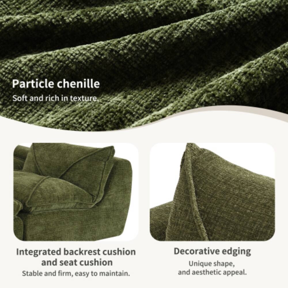 Particle chenille  
Soft and rich in texture.  

Integrated backrest cushion and seat cushion  
Stable and firm, easy to maintain.  

Decorative edging  
Unique shape, and aesthetic appeal.