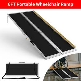 FODINGHILL - 6FT Aluminum Portable Wheelchair Ramp with Non-Skid Surface - Black