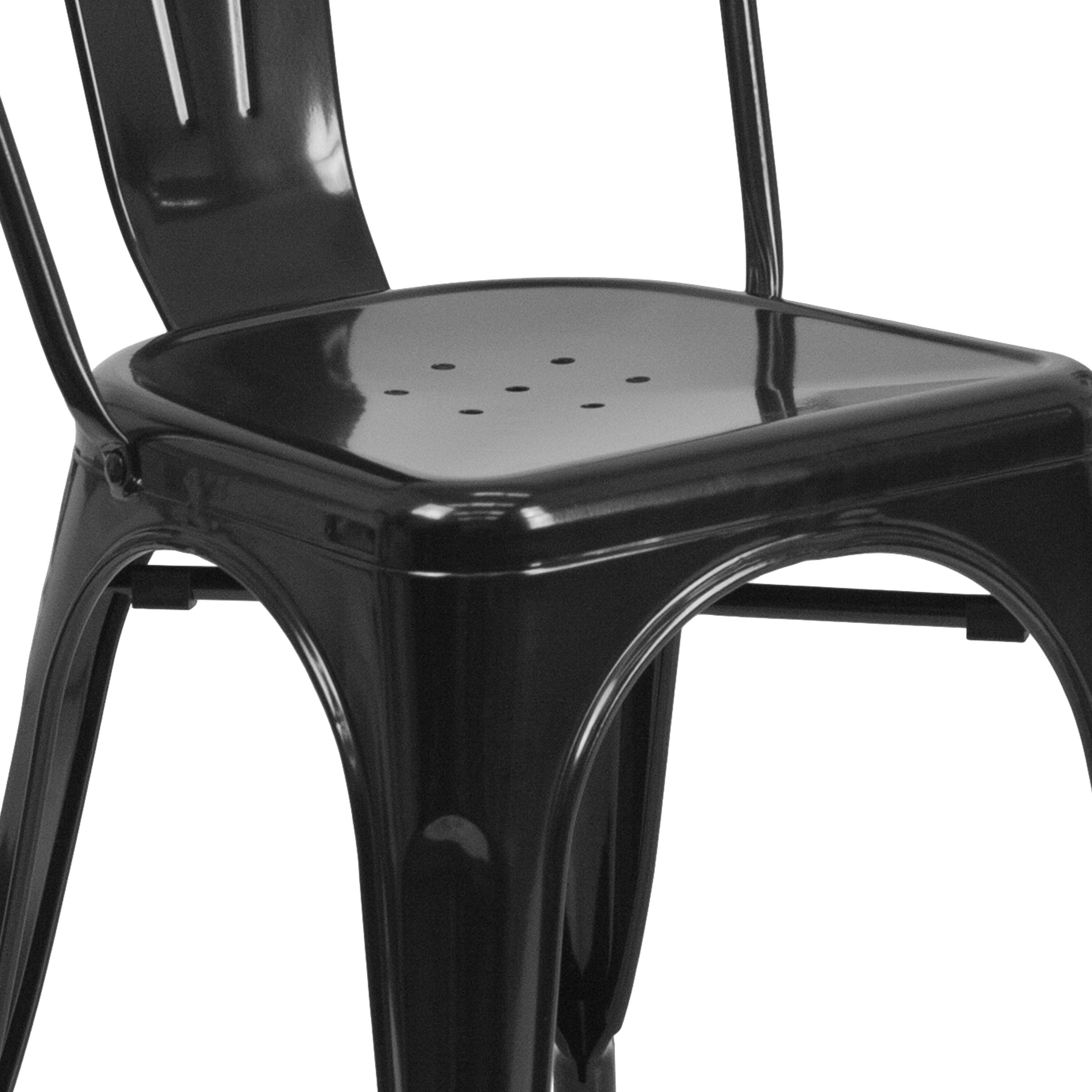 Alt View 9. Emma + Oliver - Commercial Grade Colorful Metal Indoor-Outdoor Stackable Dining Chair - Black.