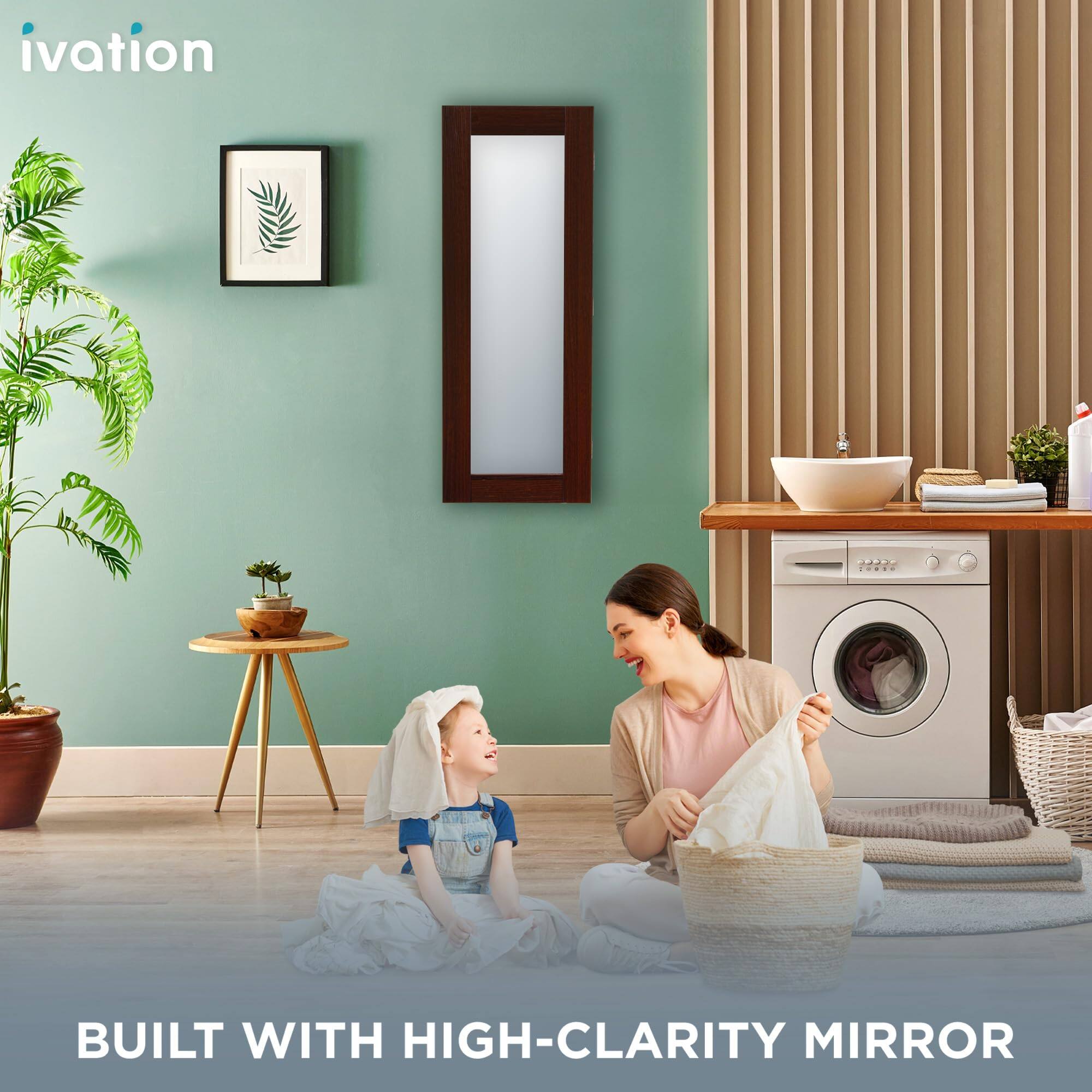 Alt View 5. Ivation - Ivation Ironing Board, Wall Mounted Ironing Board Cabinet with Right Side Door & Mirror - Brown.