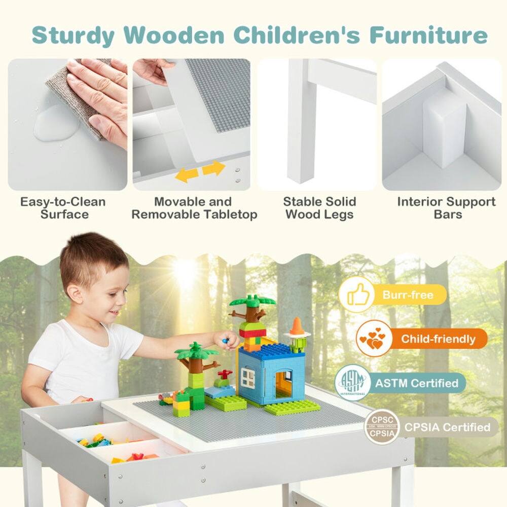 Sturdy Wooden Children's Furniture

- Easy-to-Clean Surface
- Movable and Removable Tabletop
- Stable Solid Wood Legs
- Interior Support Bars

Burr-free
Child-friendly

ASTM Certified
CPSIA Certified