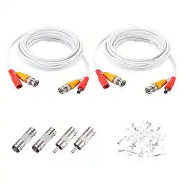 Unique Bargains - BNC Video Power Cable, 2 Sets, All-in-One CCTV Camera Extension Cord - White