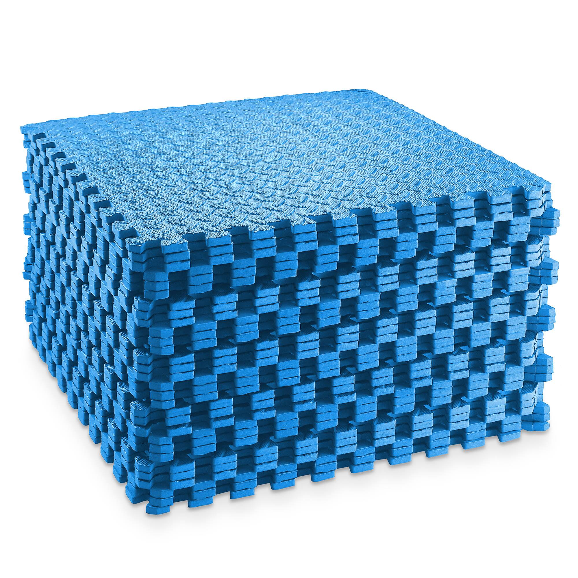 Alt View 1. Philosophy Gym - Exercise Flooring Mats - Foam Rubber Interlocking Puzzle Floor Tiles - Blue.
