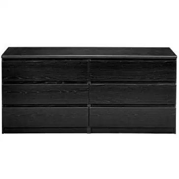 Front. SlickBlue - Black Woodgrain Modern Double Dresser with 6 Storage Drawers - Black.