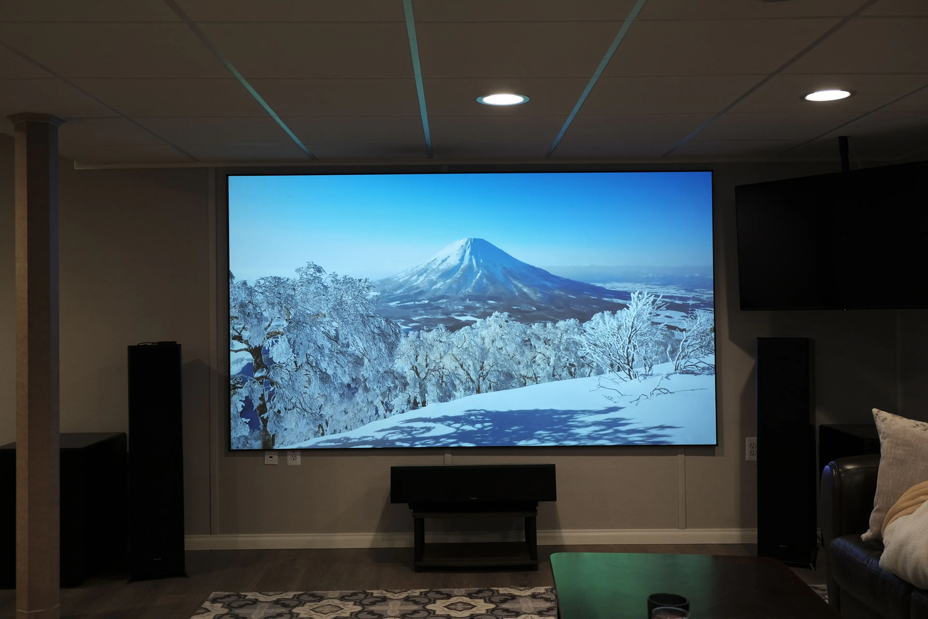 Alt View 1. Elite Screens - Aeon CineGrey 5D®, Ceiling Ambient Light Rejecting,128" Diag.,16:9, EDGE FREE® Fixed Frame Projector Screen, AR128DHD5 - Silver/Gray.
