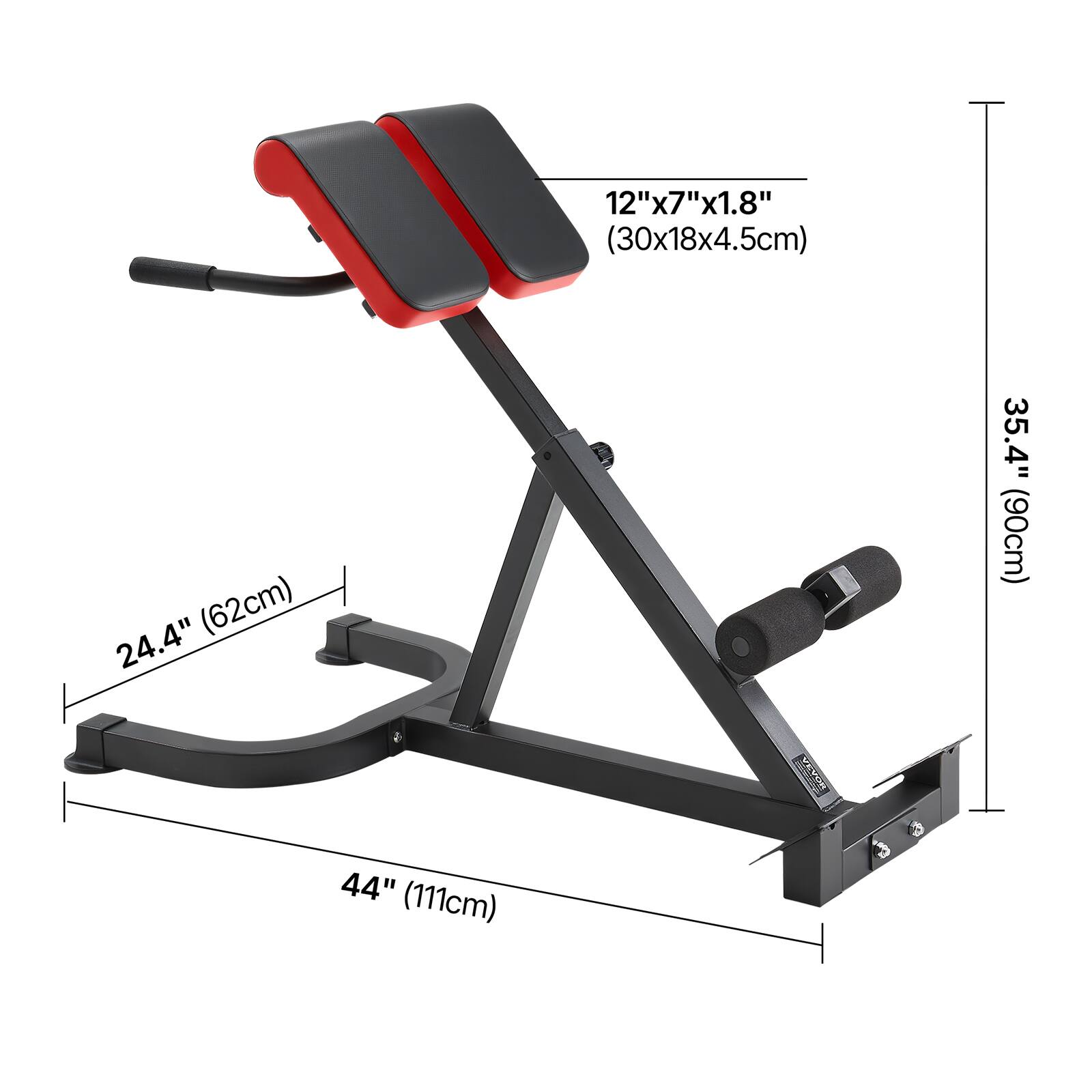 12" x 7" x 1.8" (30x18x4.5cm)  
24.4" (62cm)  
44" (111cm)  
35.4" (90cm)