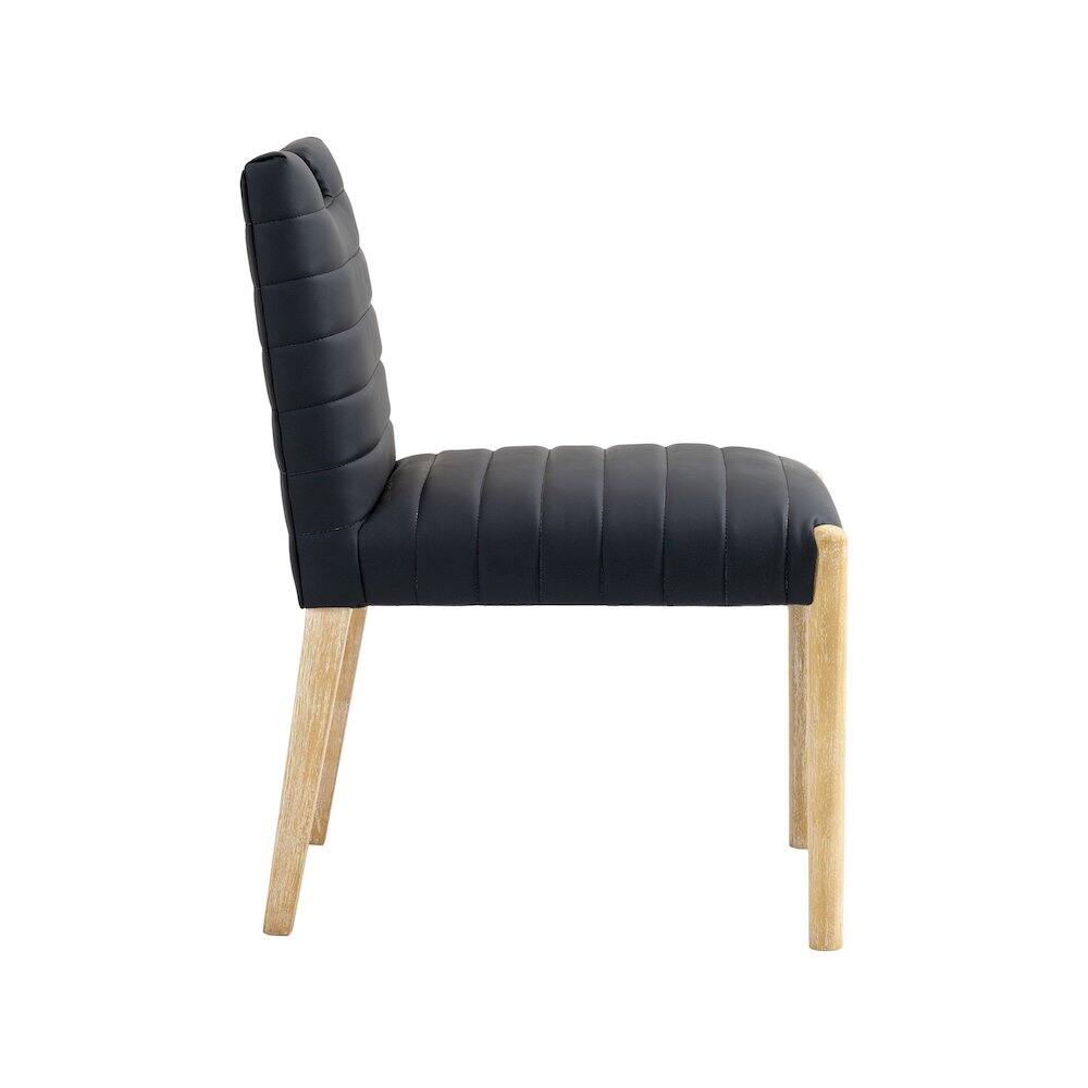 Alt View 3. Meridian Furniture - Aimee Black Vegan Leather Dining Side Chair, Set of 2 - Black.