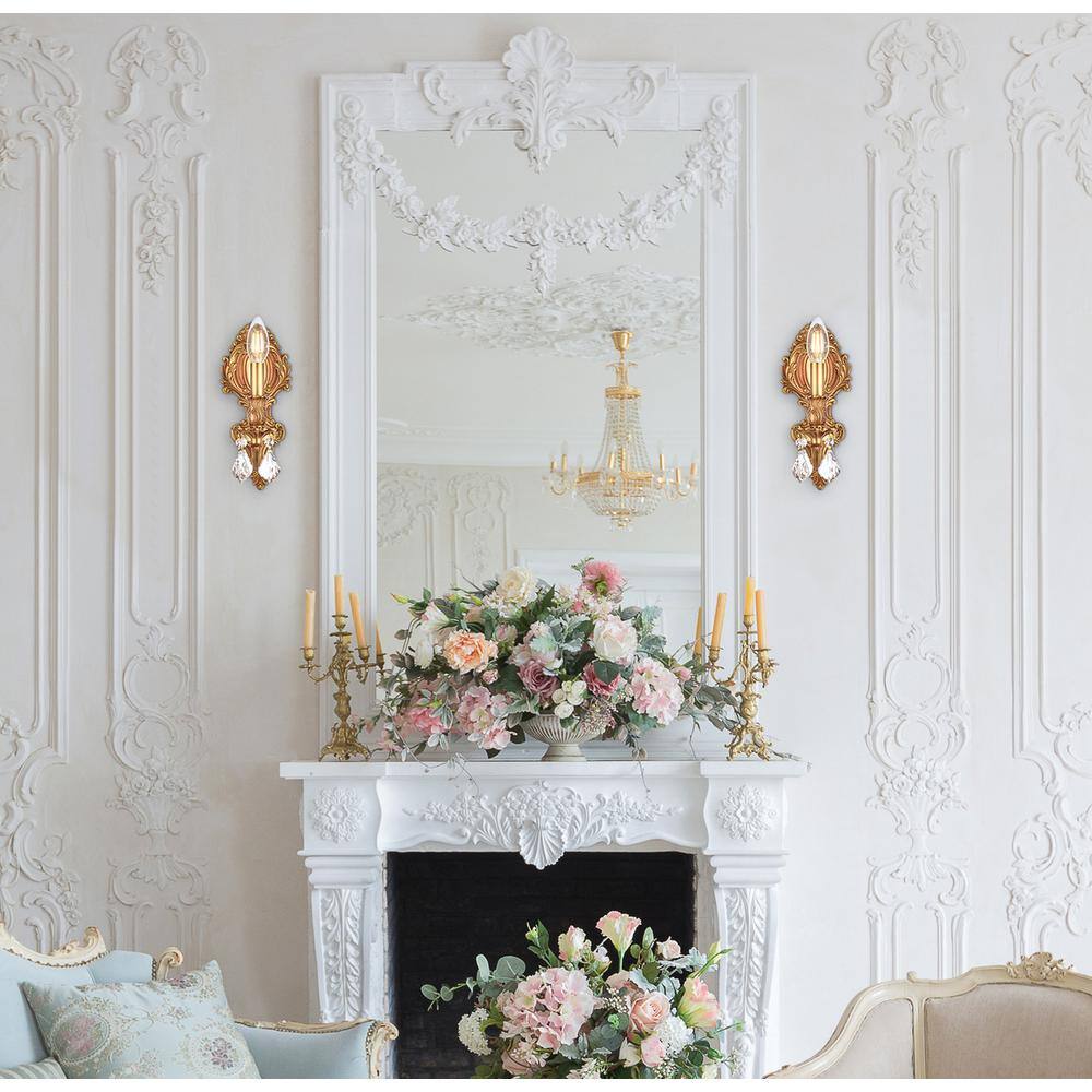 Left. Elegant Lighting - Monarch 1 light French Gold Wall Sconce Clear Royal Cut Crystal - French Gold.