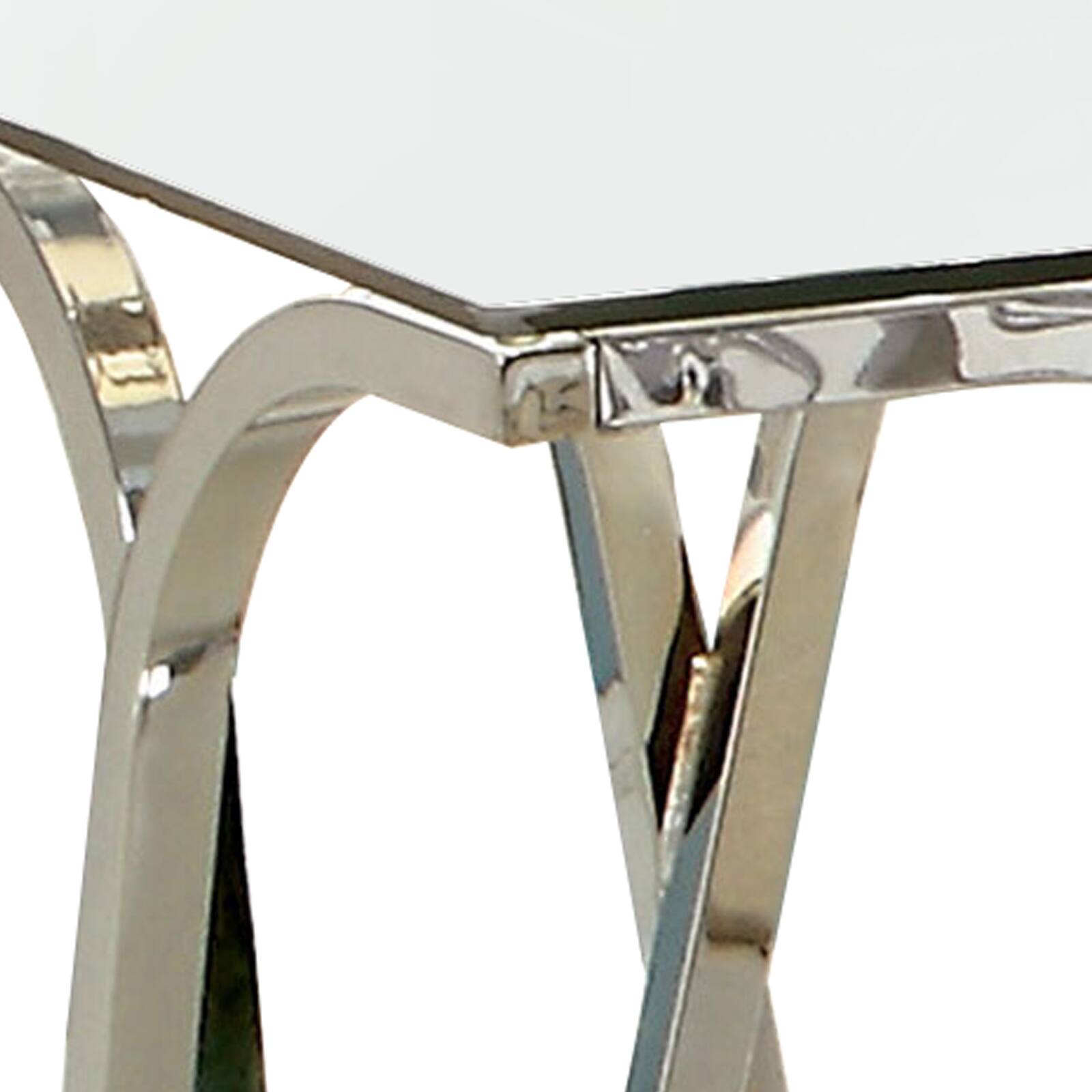Alt View 1. Manhattan Lane - Modern End Table with Glass Top and Curved Chrome Legs - Silver and Clear.