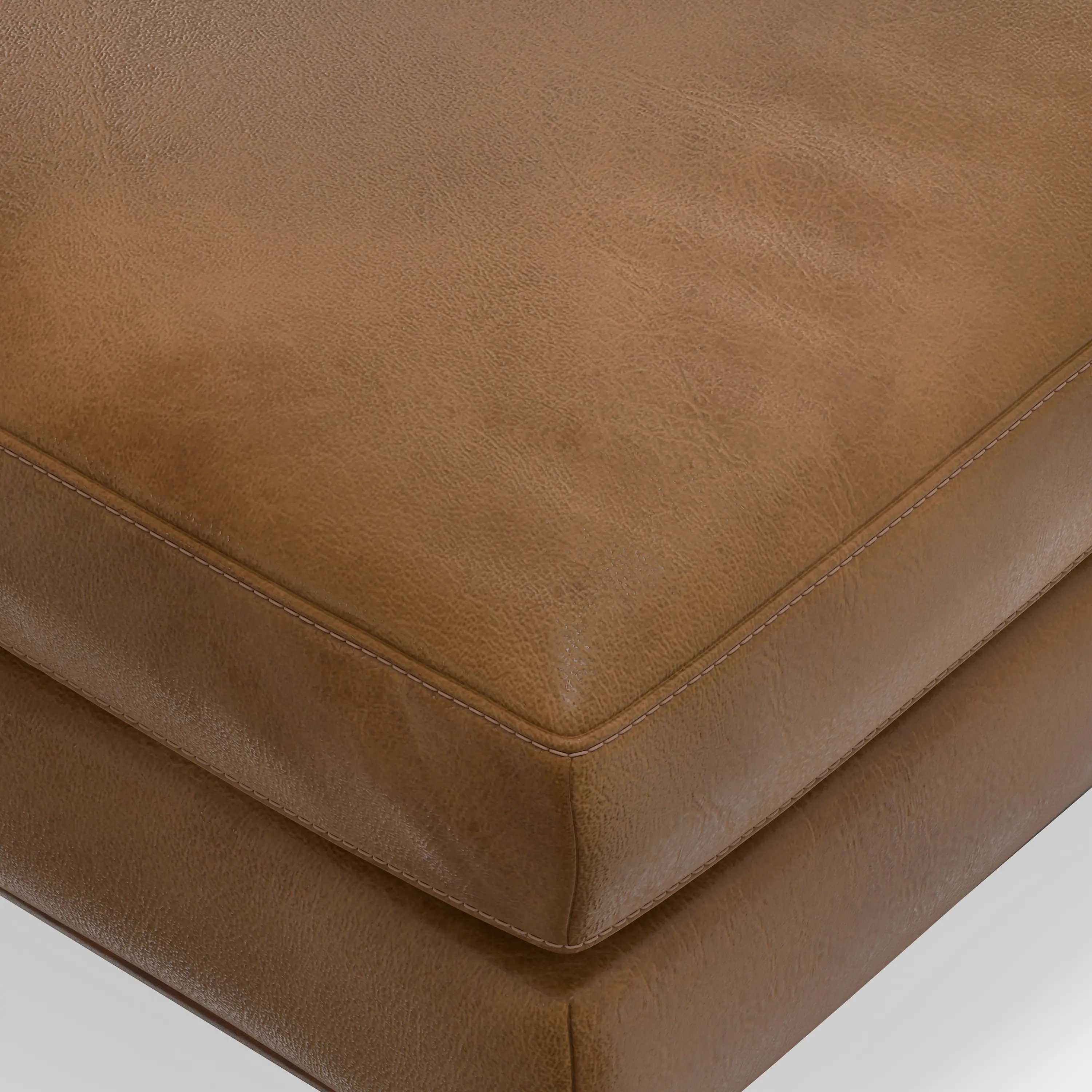 Alt View 3. Simpli Home - Morrison 33 inch Wide Mid-Century Modern Table Ottoman in Caramel Brown Top Grain Genuine Leather - Caramel Brown.
