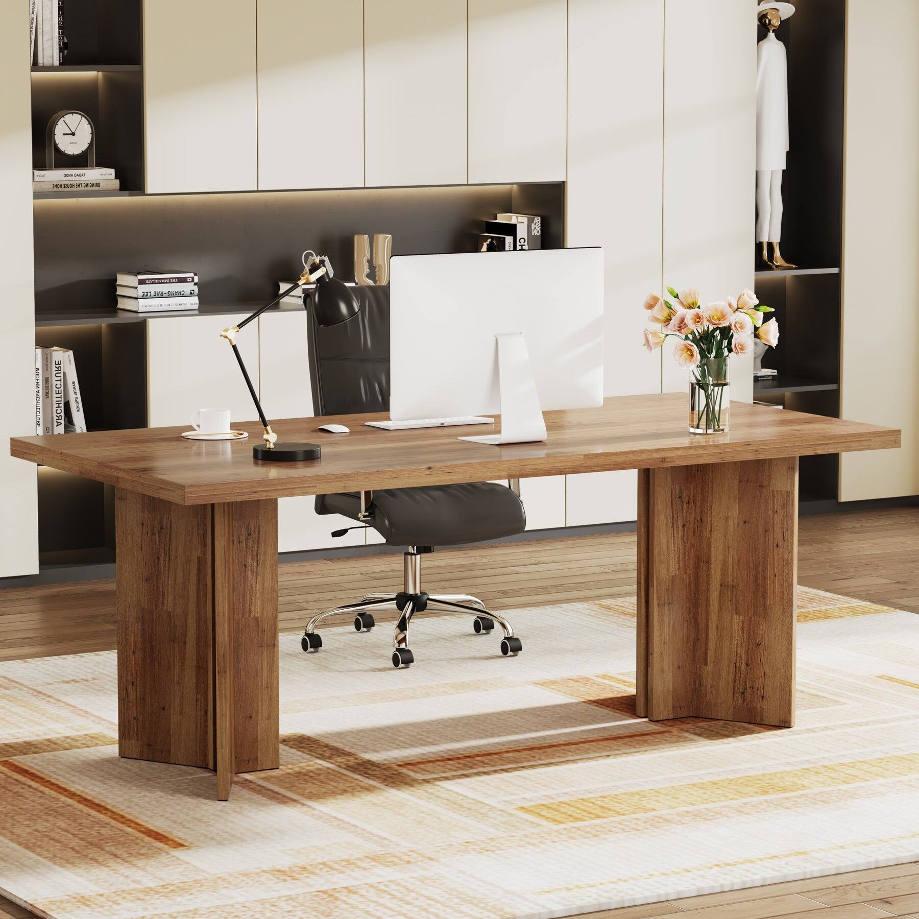 Tribesigns Farmhouse Work Table with Engineered Wood Construction and ...