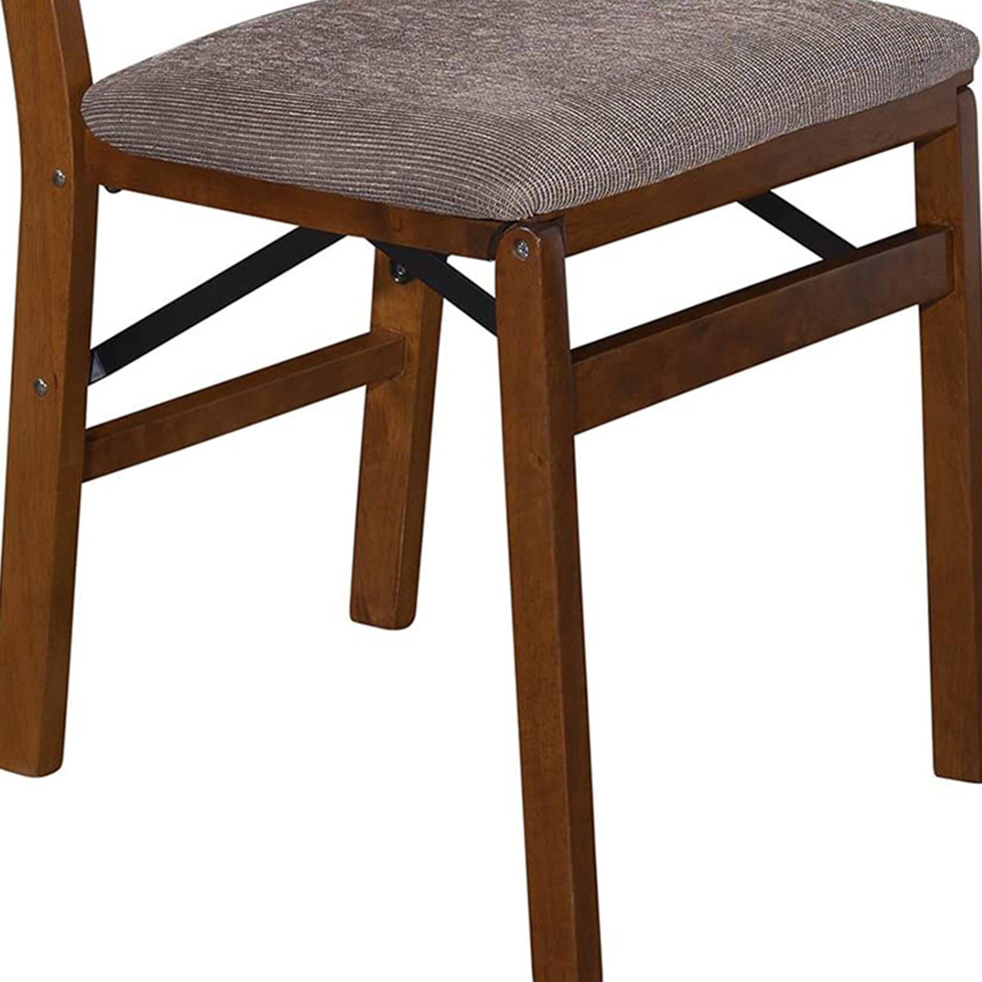 Alt View 4. Stakmore - Stakmore Slat Back Folding Chair, Fruitwood Frame with Colton Fabric (Set of 2) - Fruitwood Finish.