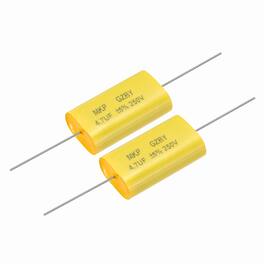 Unique Bargains - 2pcs 4.7uF Frequency Divider Capacitor, 250V Audio Speaker Crossover Non-Polarity Polypropylene MKP Film Capacitor - Yellow