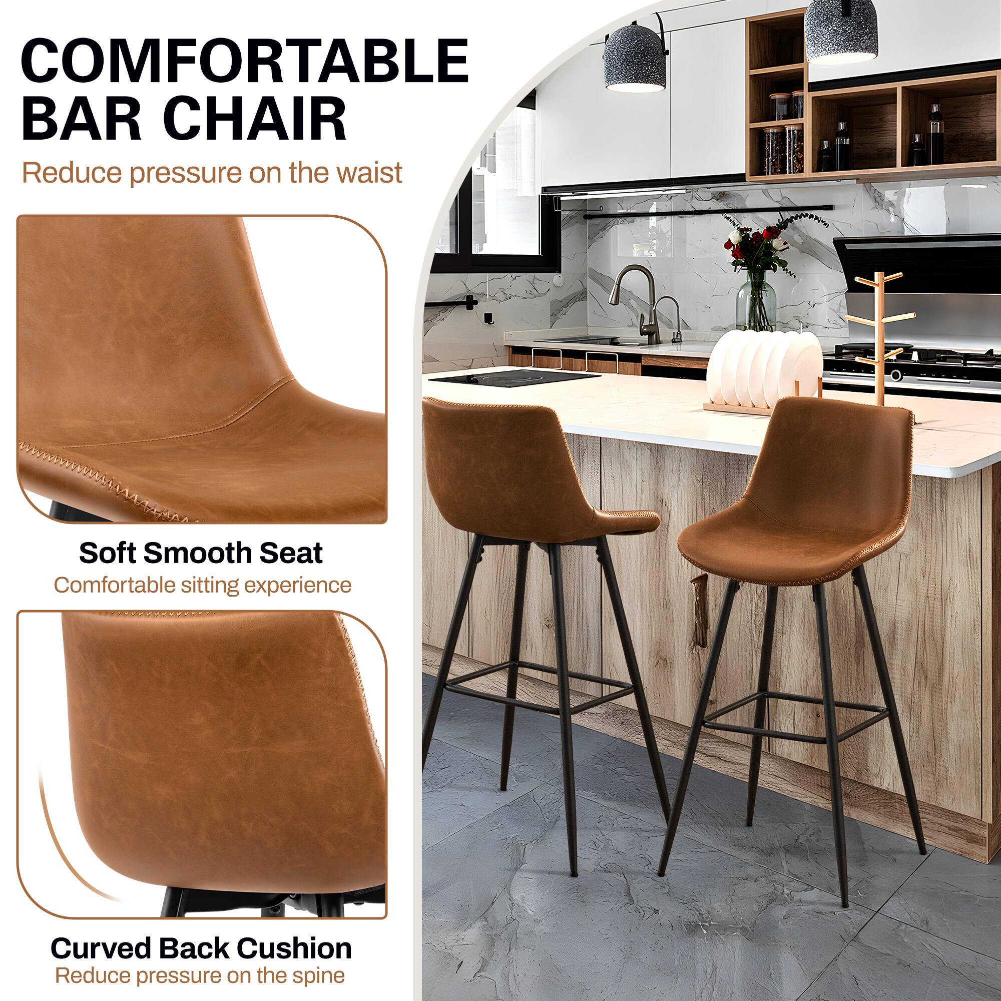 COMFORTABLE BAR CHAIR  
Reduce pressure on the waist  

Soft Smooth Seat  
Comfortable sitting experience  

Curved Back Cushion  
Reduce pressure on the spine