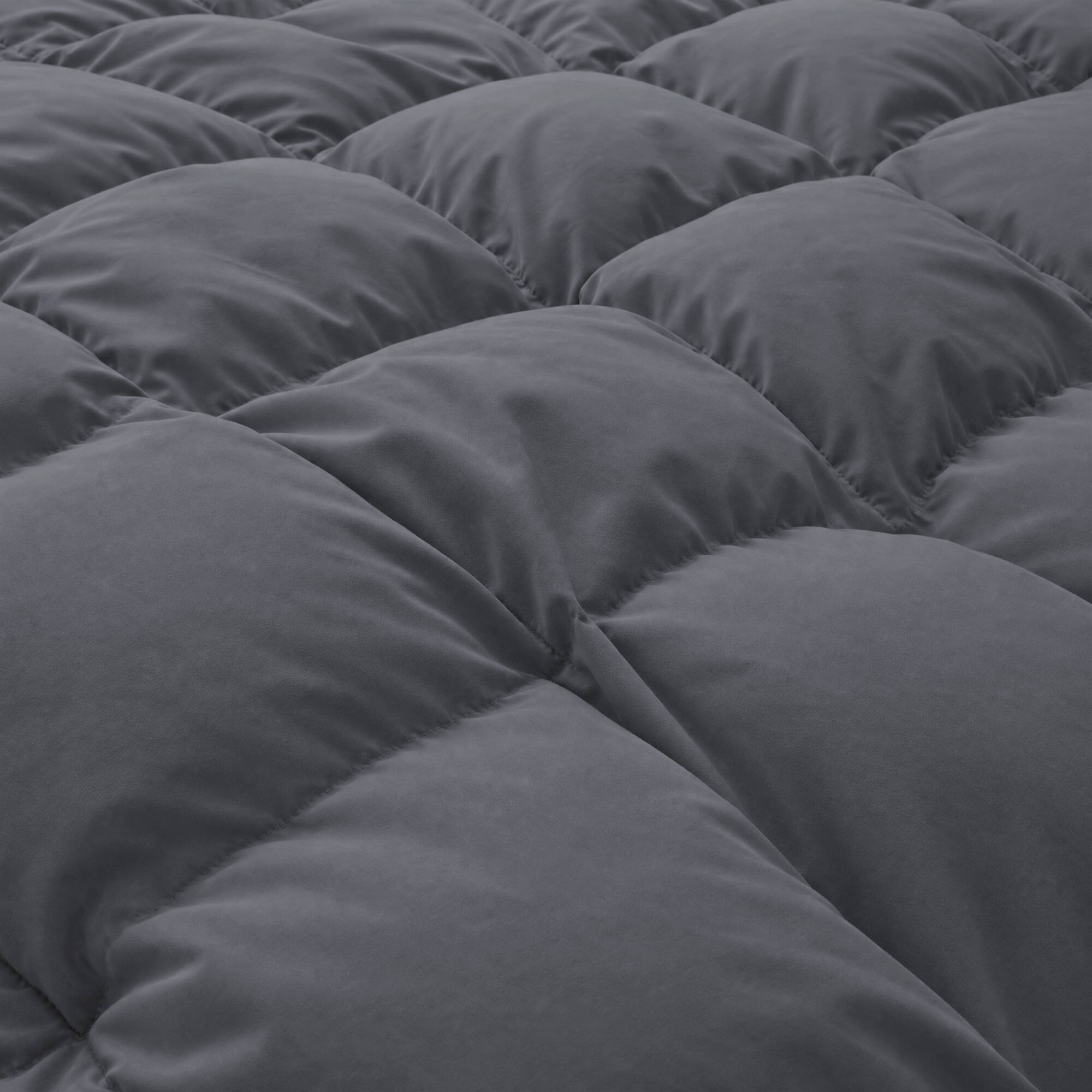 Alt View 1. Peace Nest - Peace Nest White Goose Down Feather Fiber Comforter Duvet Insert, Gray, California King - Gray.
